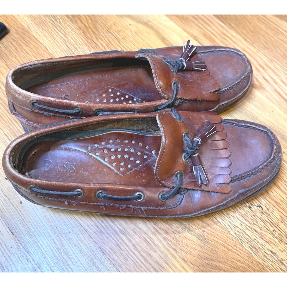 Bass Henry Brown Leather Kiltie Tassel Boat Shoes Mens 10W Made in Brazil